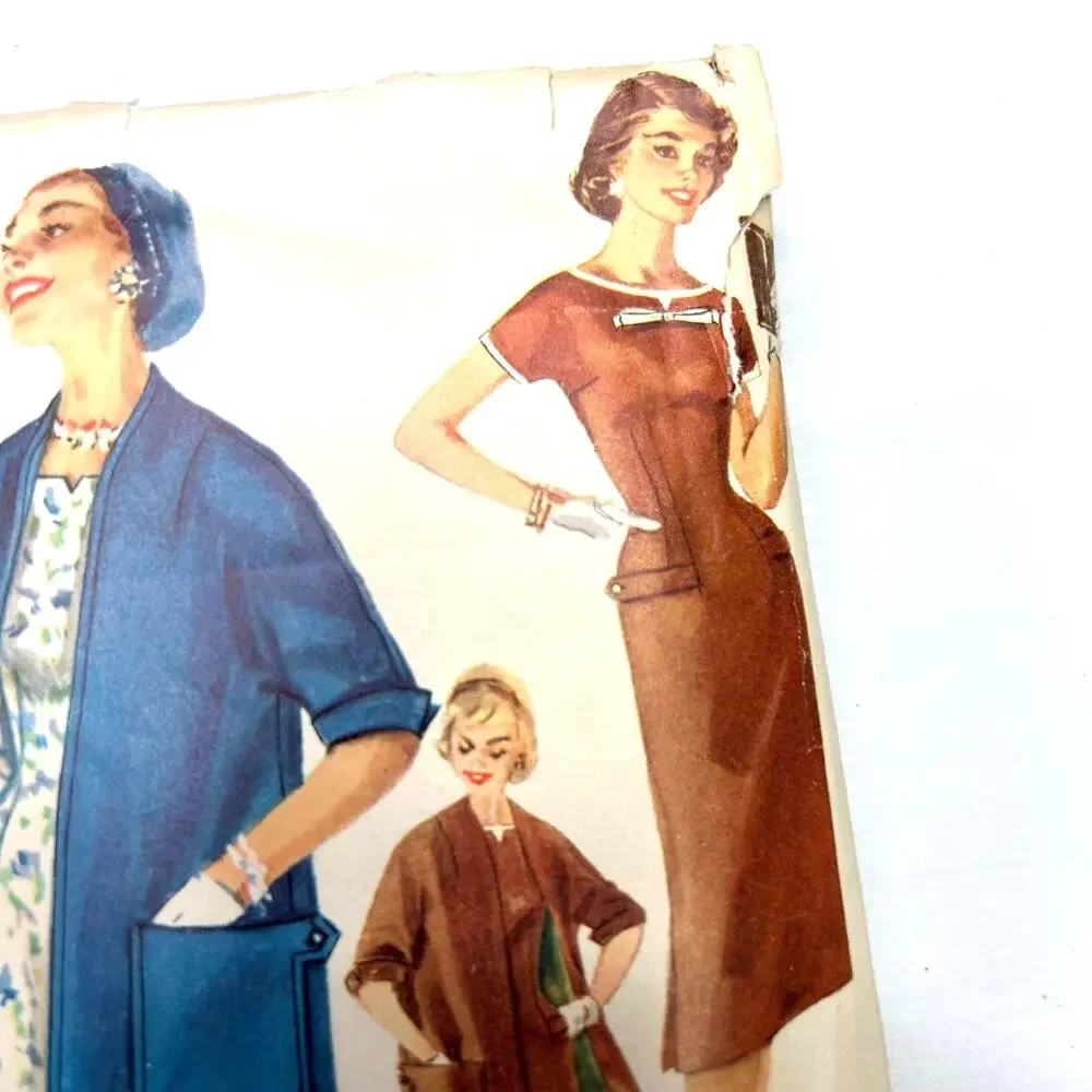 Simplicity Vintage 1950's Pattern #1458 Women's Coat‎ With Detachable Collar